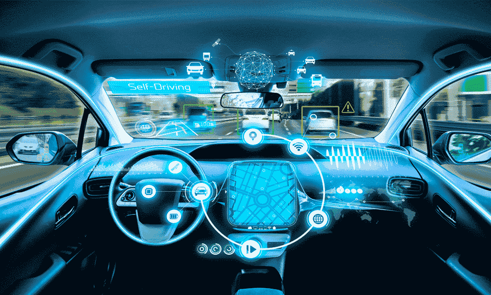 Futuristic image of the inside of a car