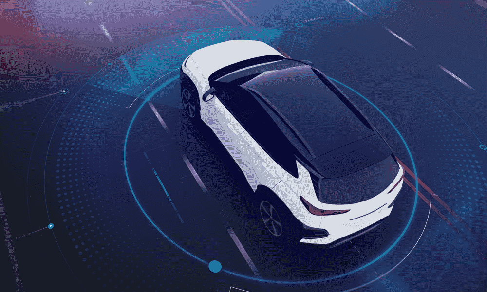 3D model of a white car's parking sensors