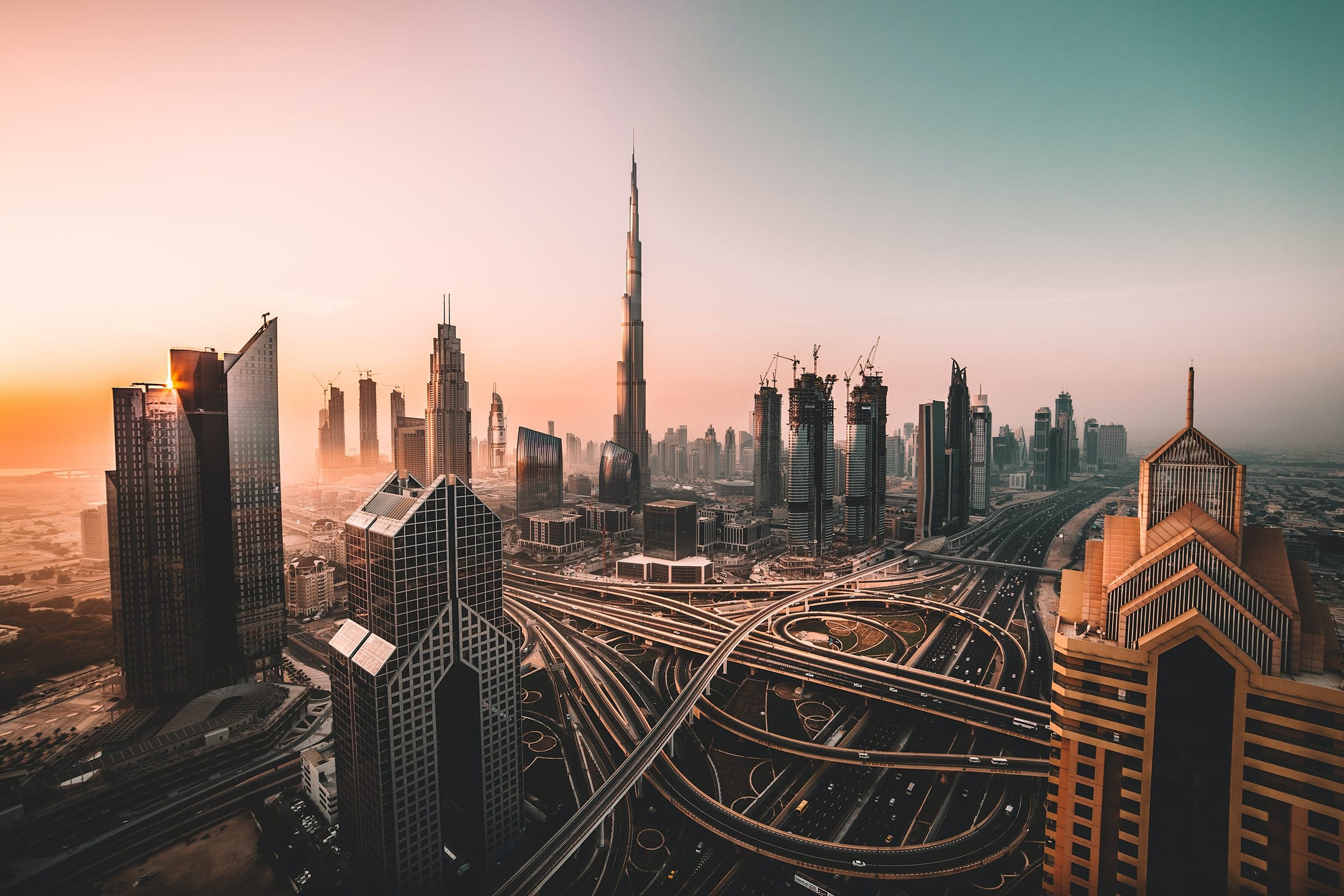 Dubai cityscape at sunrise
