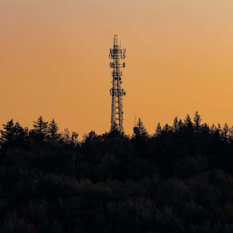 A cellular tower at sunset