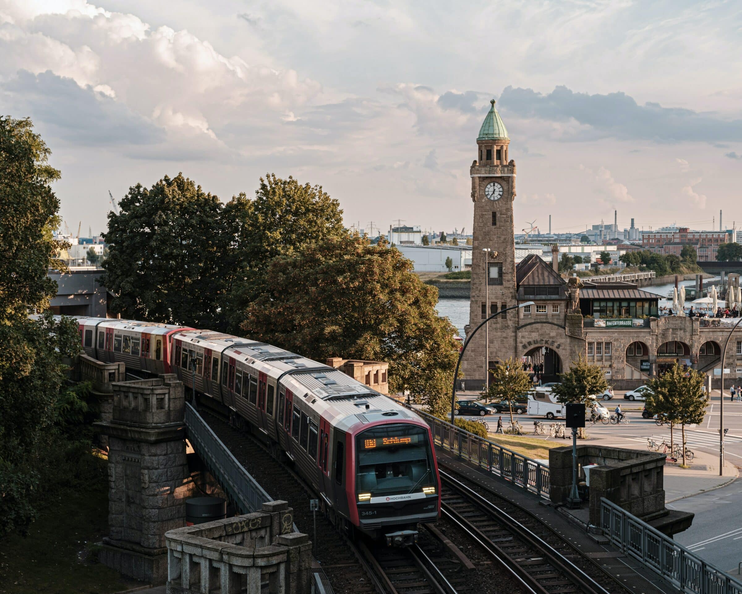 Train going through a city in Germany