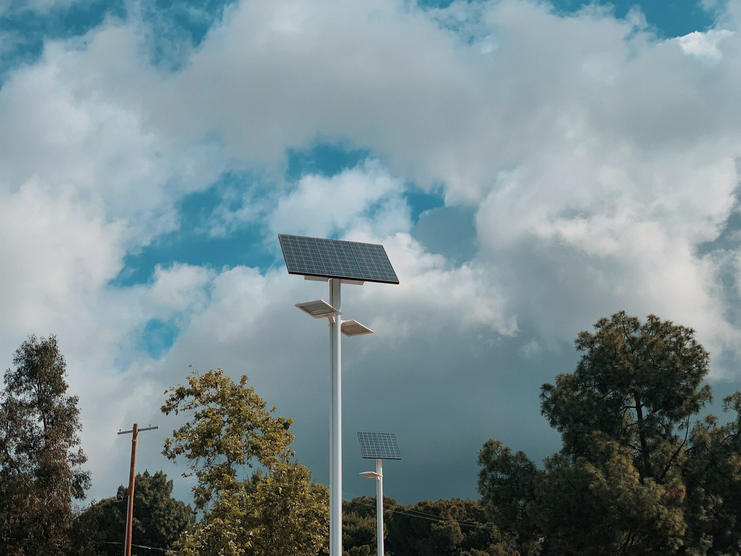 Singular solar panel on a pole