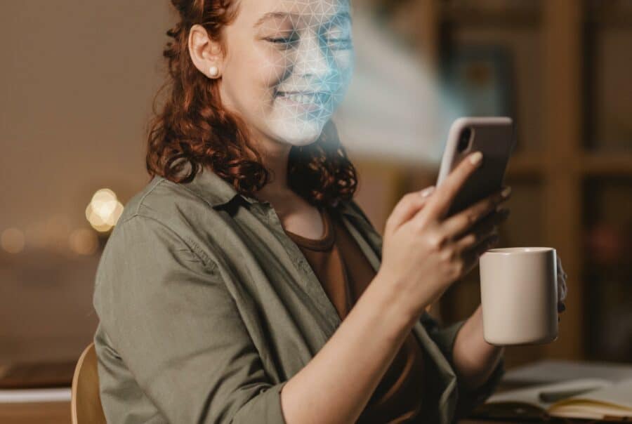 woman scanning her face