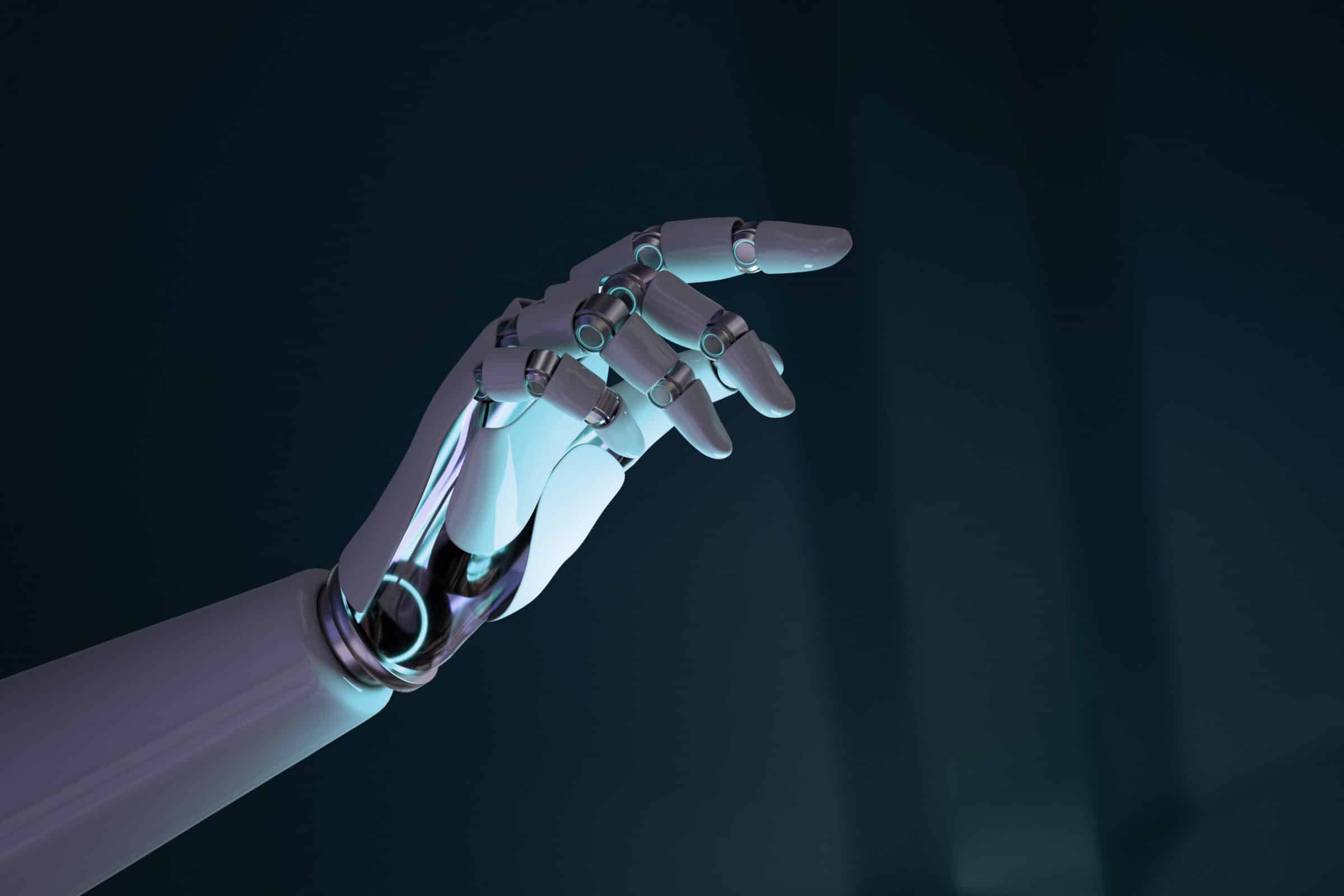 Robot hand finger background, AI technology